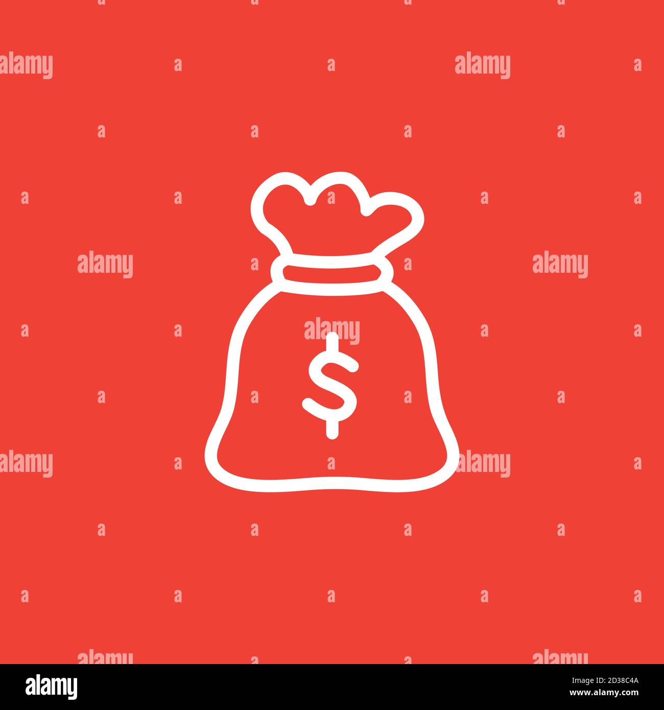 Money Sack Line Icon On Red Background. Red Flat Style Vector ...