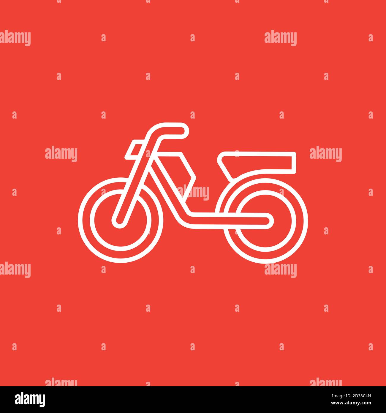 Motorcycle Line Icon On Red Background. Red Flat Style Vector Illustration. Stock Vector