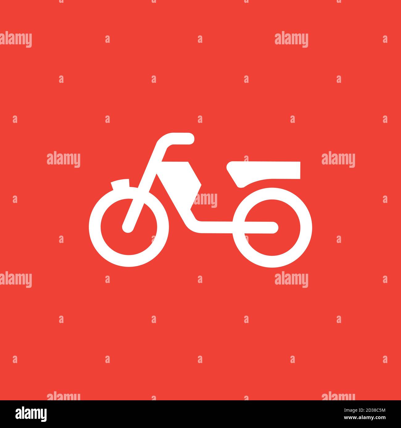 Motorcycle Icon On Red Background. Red Flat Style Vector Illustration. Stock Vector