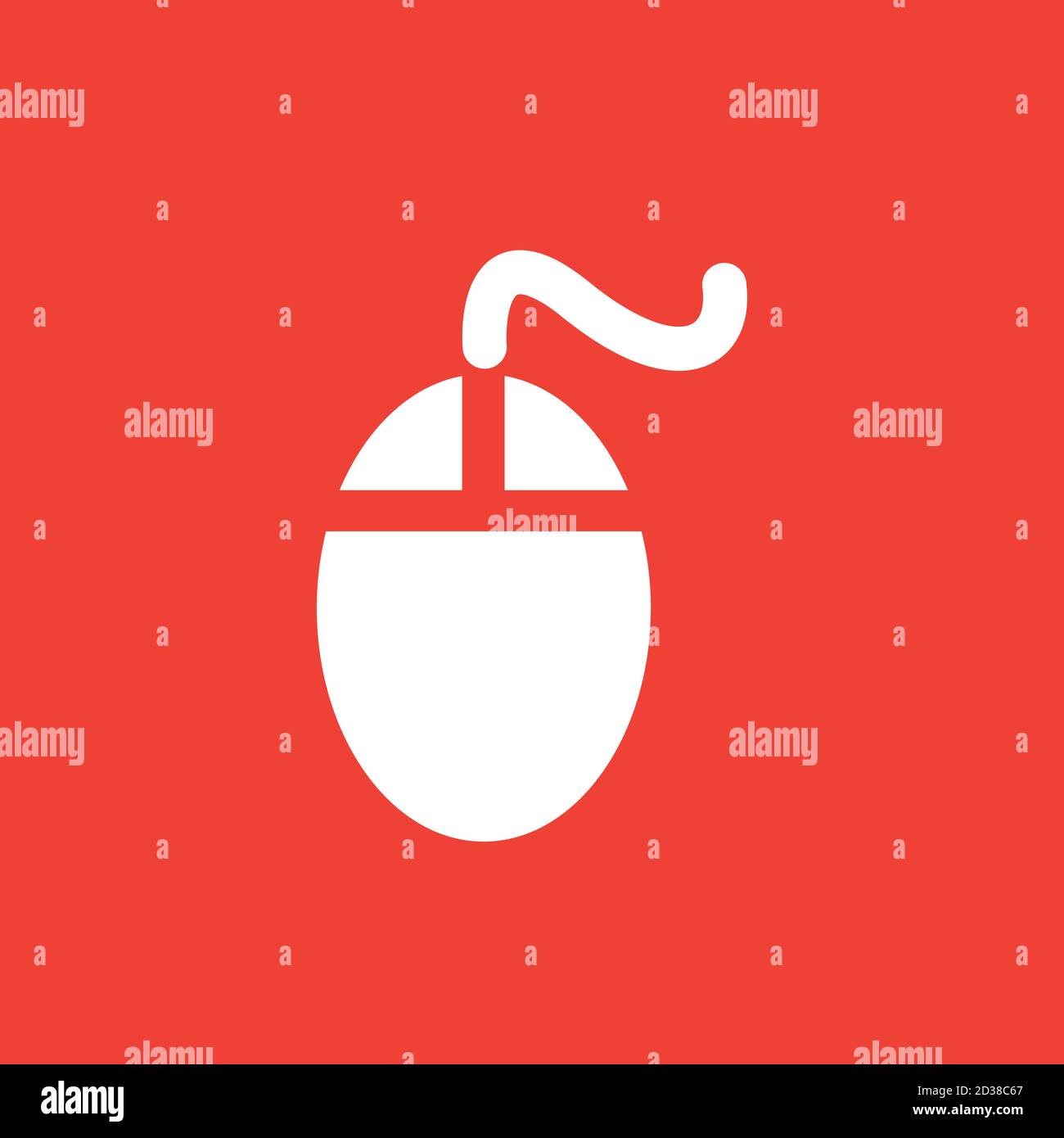 Mouse Icon On Red Background. Red Flat Style Vector Illustration. Stock Vector