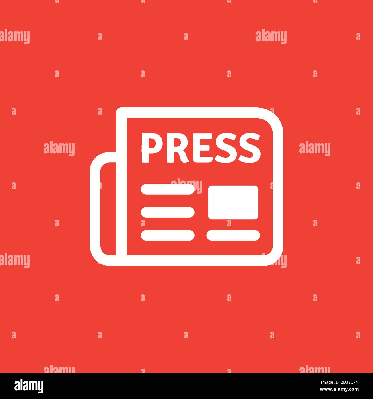 Newspaper Icon On Red Background. Red Flat Style Vector Illustration. Stock Vector
