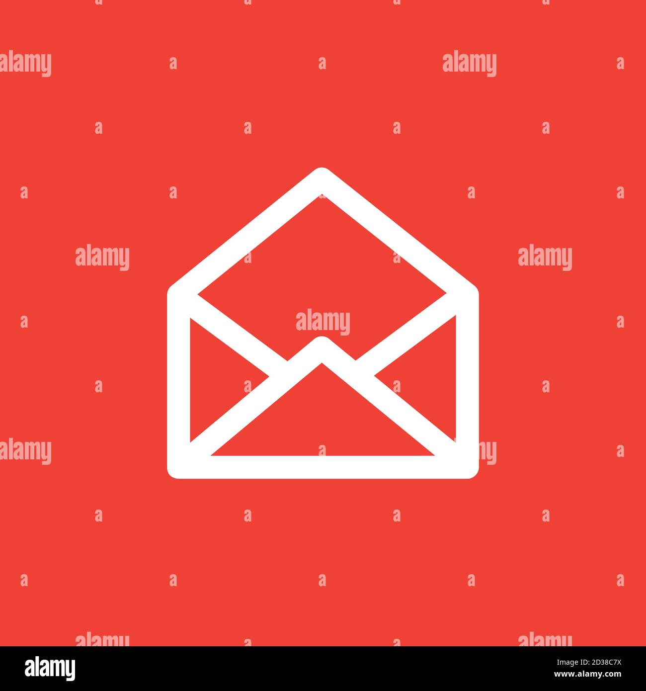 Open E-mail Line Icon On Red Background. Red Flat Style Vector ...