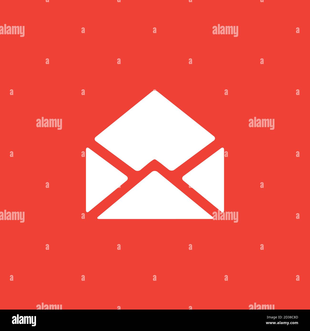 Open E-mail Icon On Red Background. Red Flat Style Vector Illustration. Stock Vector