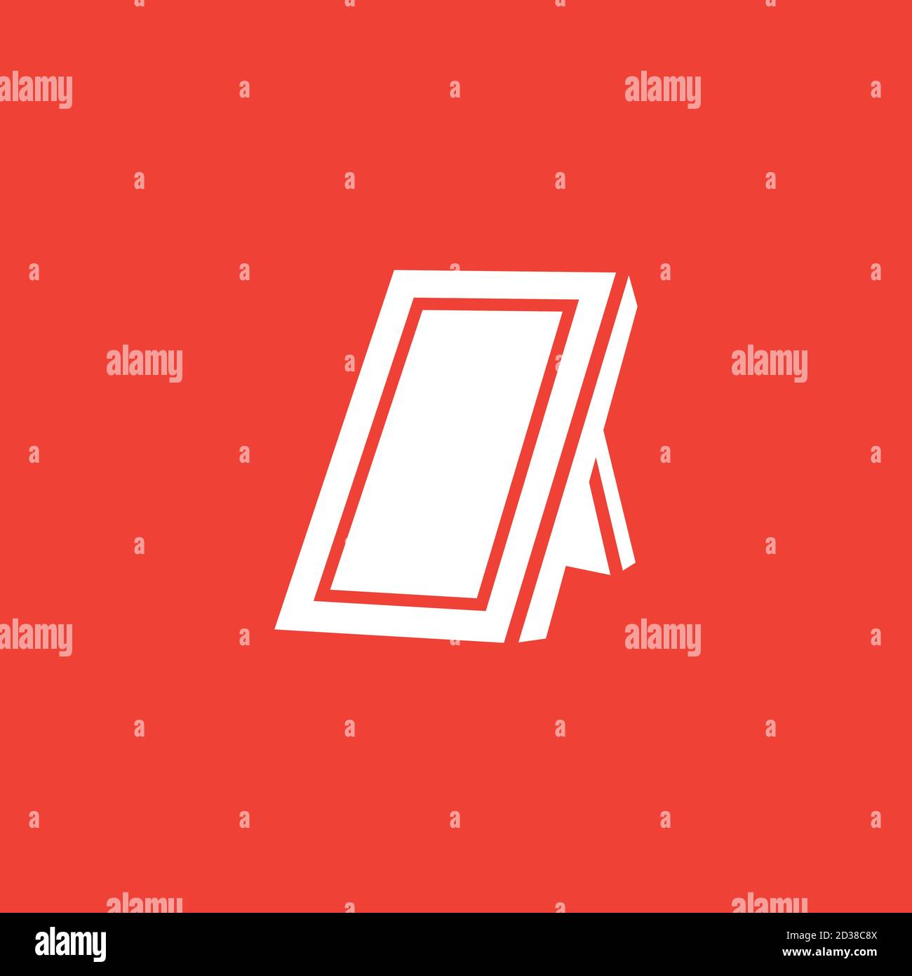 Photo Frame Icon On Red Background. Red Flat Style Vector Illustration. Stock Vector