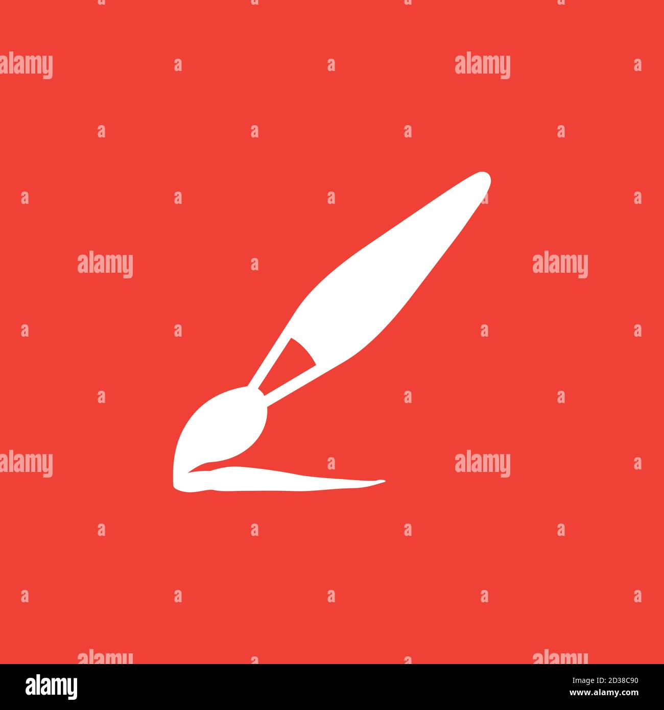 Paintbrush Icon On Red Background. Red Flat Style Vector Illustration. Stock Vector