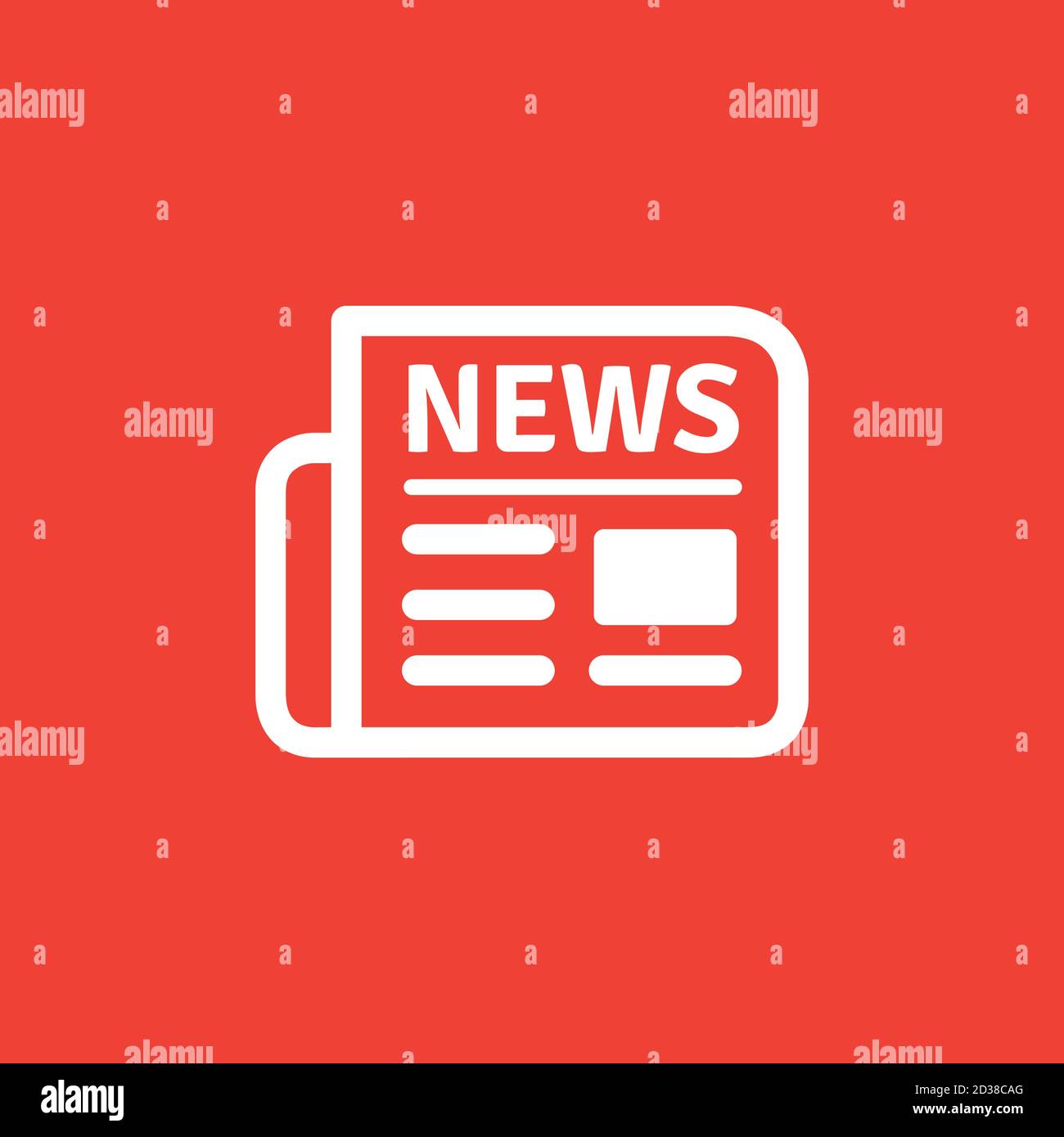 Newspaper Icon On Red Background. Red Flat Style Vector Illustration. Stock Vector