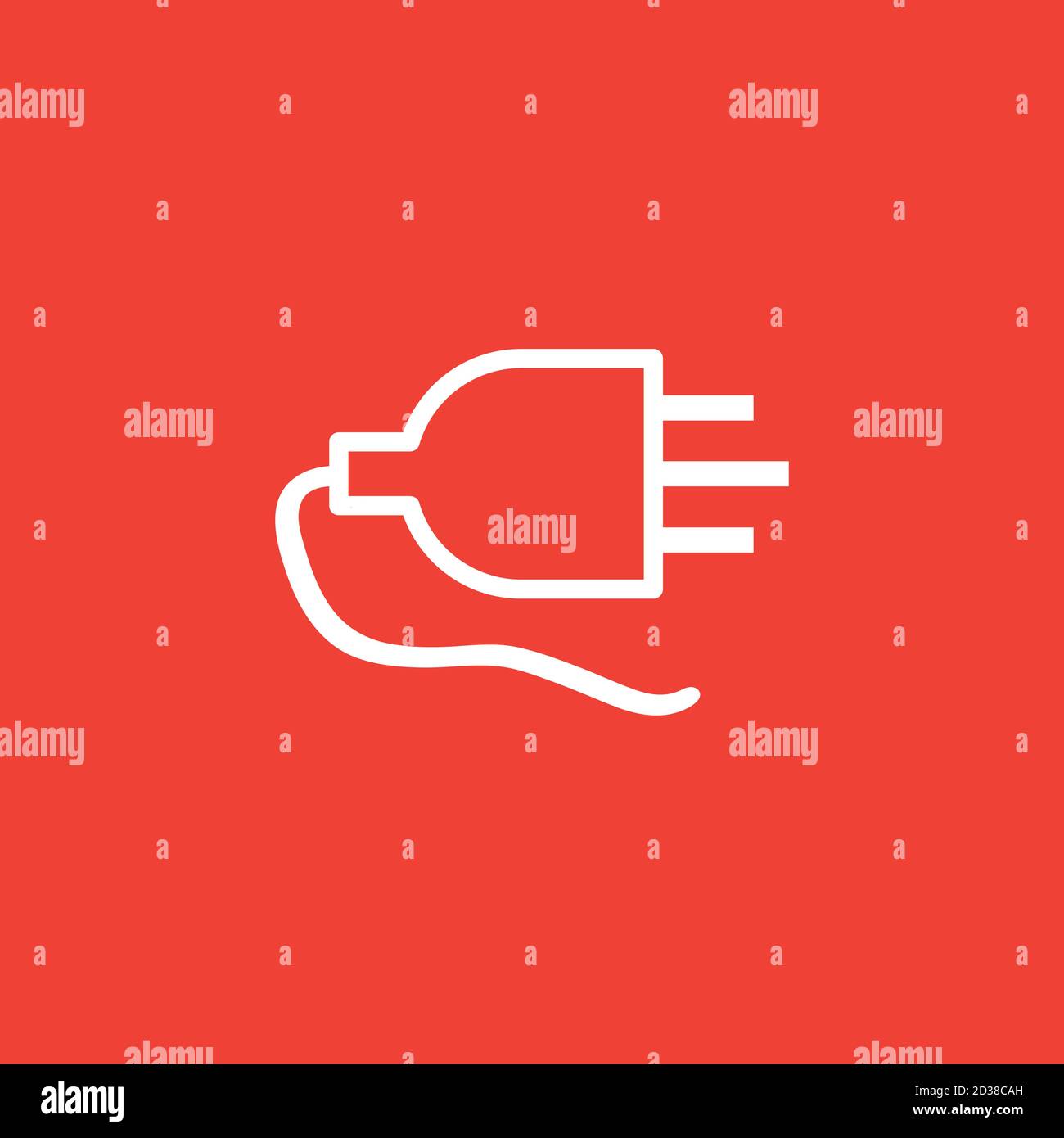 Plug Line Icon On Red Background. Red Flat Style Vector Illustration. Stock Vector