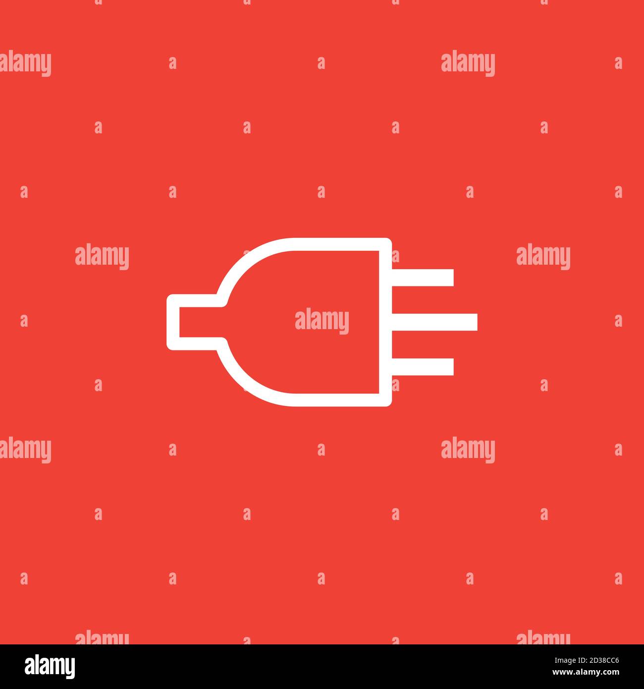 Plug Line Icon On Red Background. Red Flat Style Vector Illustration. Stock Vector