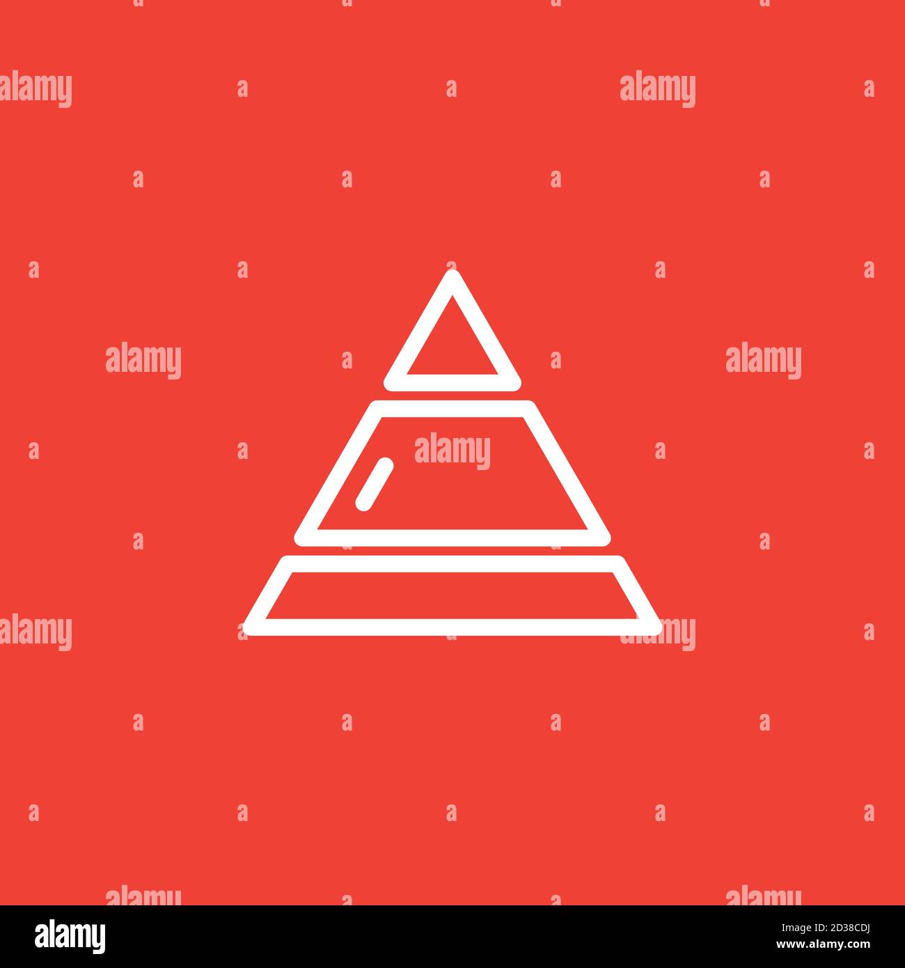Pyramid Line Icon On Red Background. Red Flat Style Vector Illustration. Stock Vector