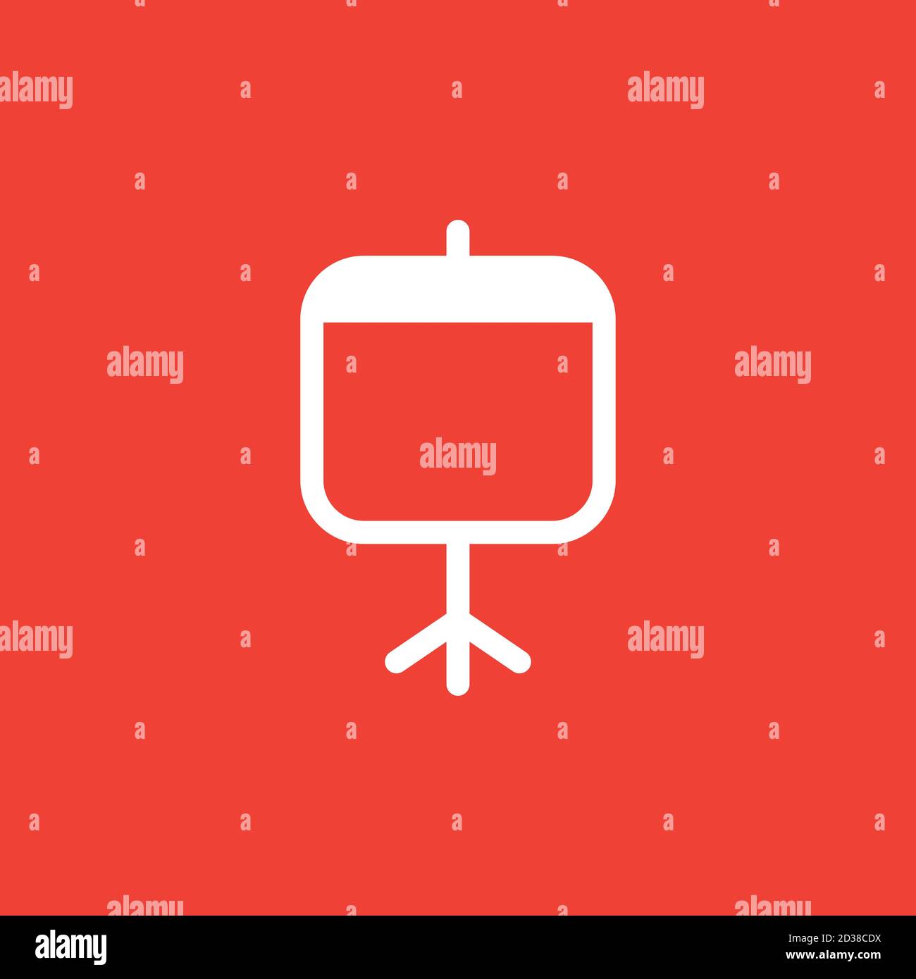 Projector Screen Icon On Red Background. Red Flat Style Vector Illustration. Stock Vector