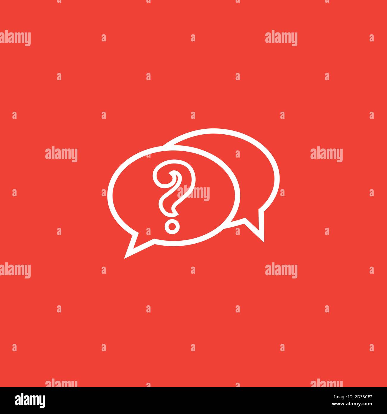 Question Line Icon On Red Background. Red Flat Style Vector Illustration. Stock Vector