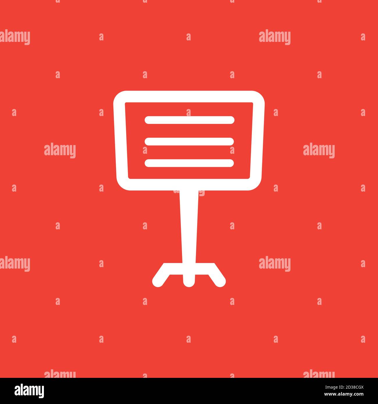 Projector Screen Icon On Red Background. Red Flat Style Vector