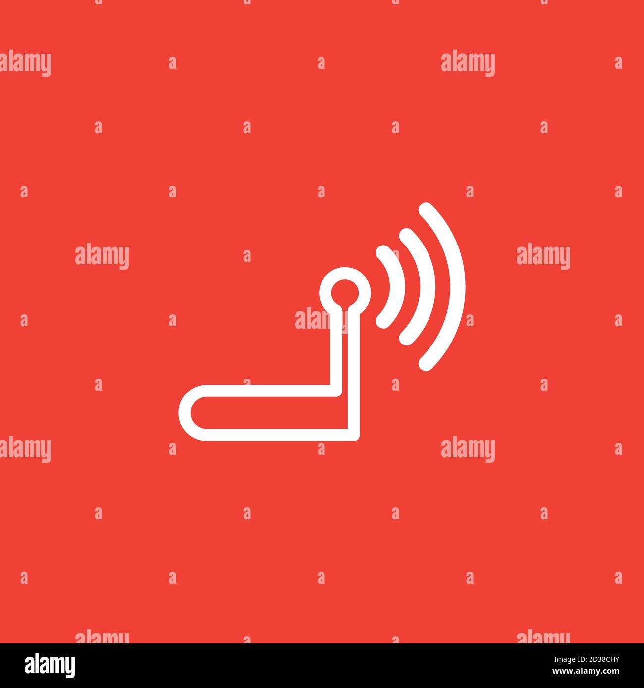 Router Line Icon On Red Background. Red Flat Style Vector Illustration. Stock Vector