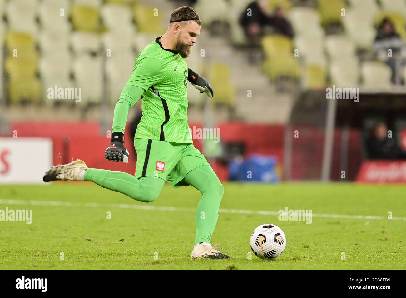 Bartlomiej Dragowski of Poland seen in action during a football friendly match between Poland and Finland at the Energa Stadium in Gdansk.(Final score; Poland 5:1 Finland) Stock Photo