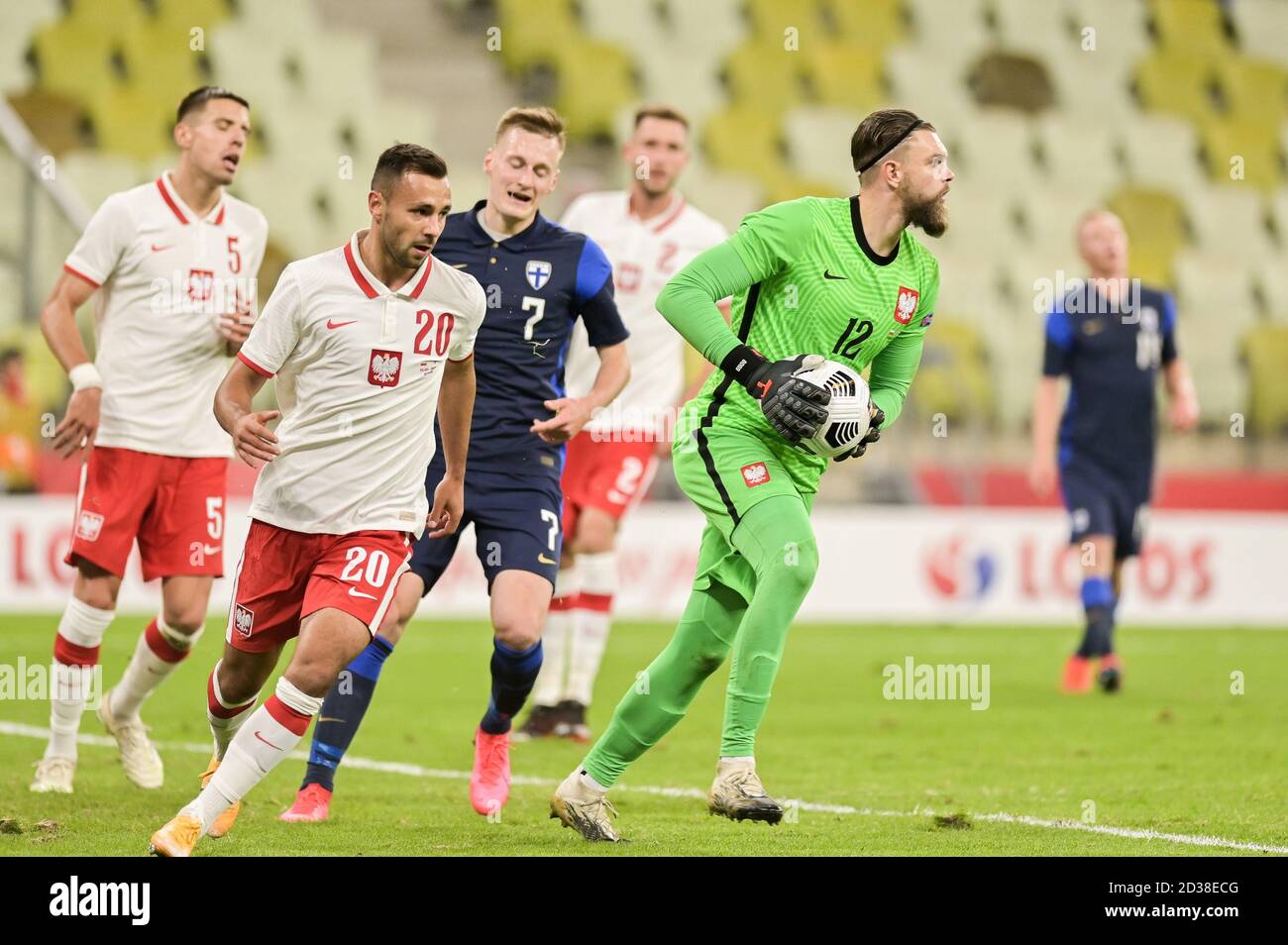 Bartlomiej Dragowski of Poland seen in action during a football friendly match between Poland and Finland at the Energa Stadium in Gdansk.(Final score; Poland 5:1 Finland) Stock Photo