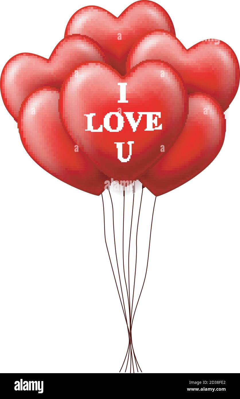 Vector illustration of Valentine's day heart balloons isolated on white ...