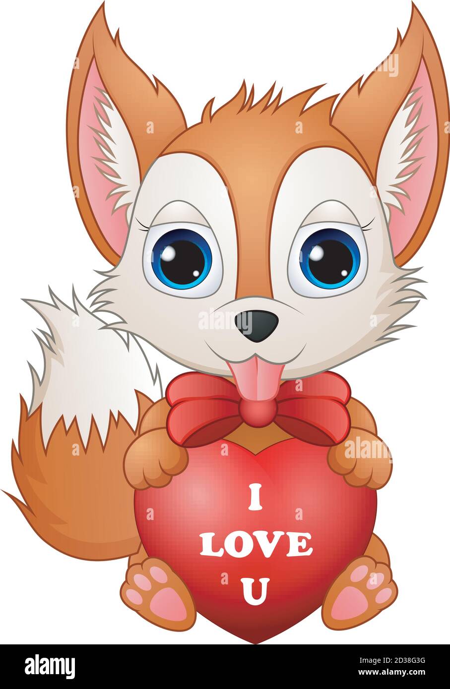 Cartoon fox holding red heart Stock Vector Image & Art - Alamy