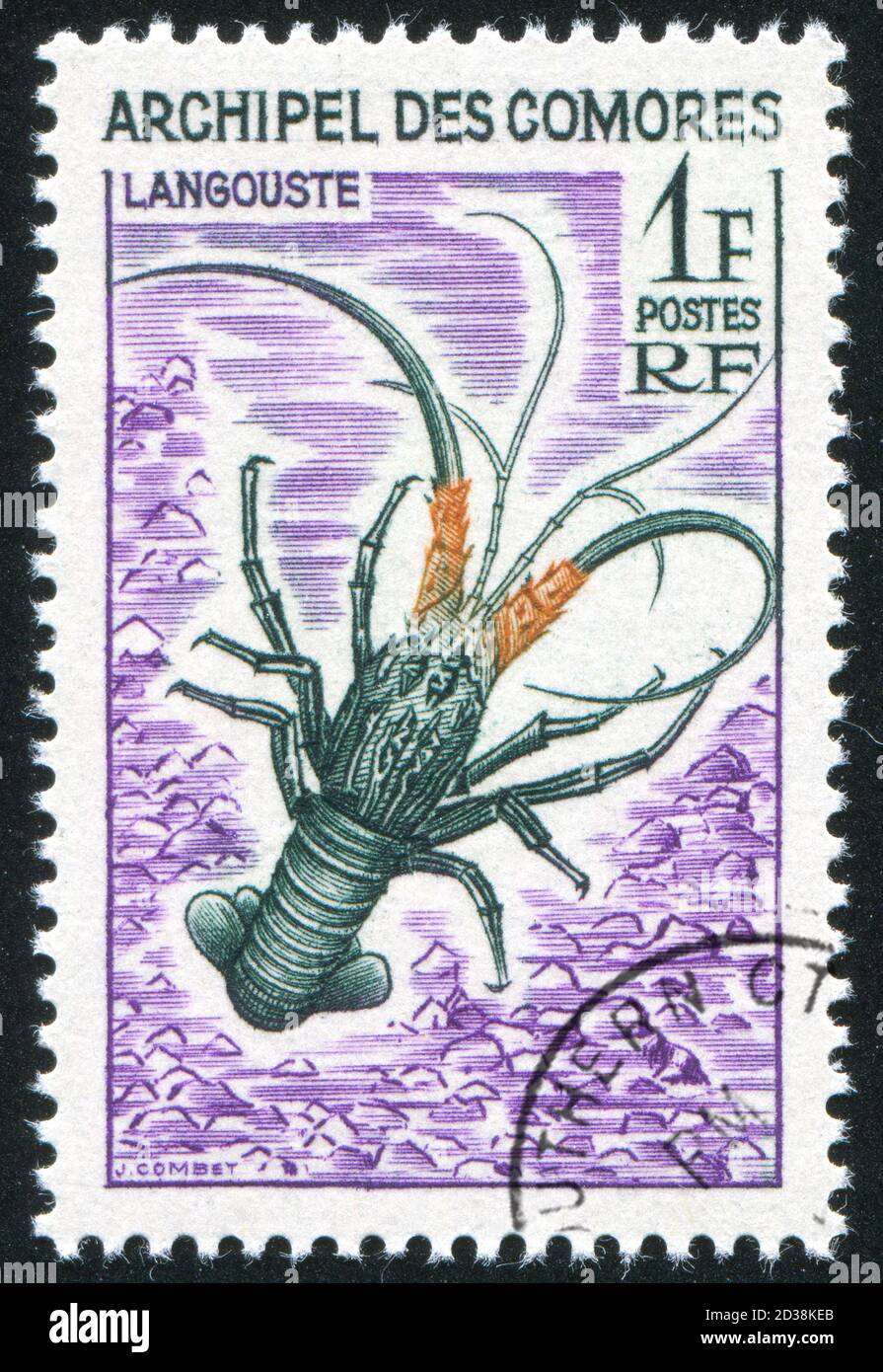 COMORO ISLANDS CIRCA 1965: stamp printed by Comoro Islands, shows Spiny Lobster, circa 1965 Stock Photo