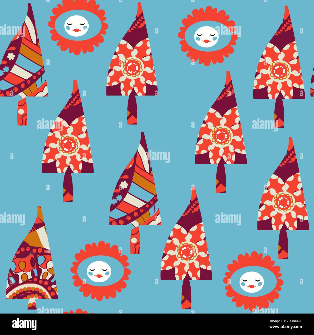 Trees vector seamless pattern. It is located in swatch menu Stock Vector