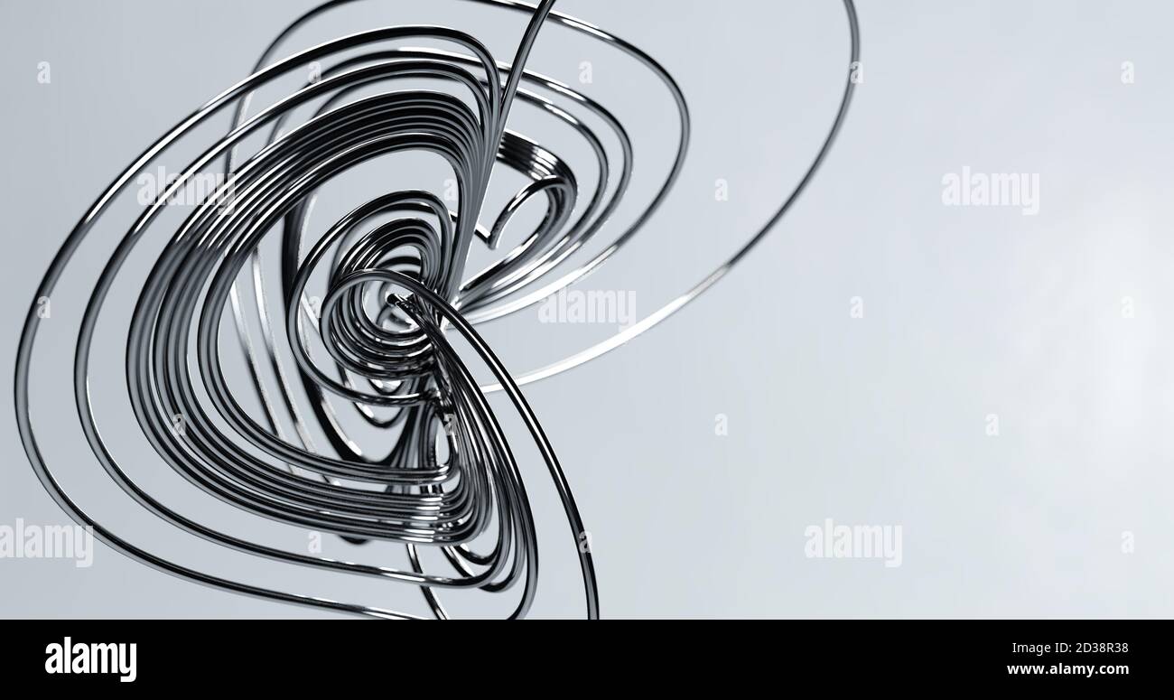 3d abstract complex wire shape against grey background, 3d illustration Stock Photo