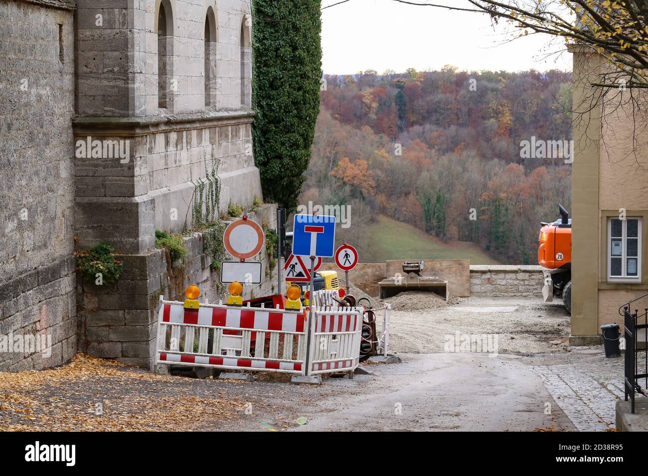 Repair work on the streets of the town. Stock Photo