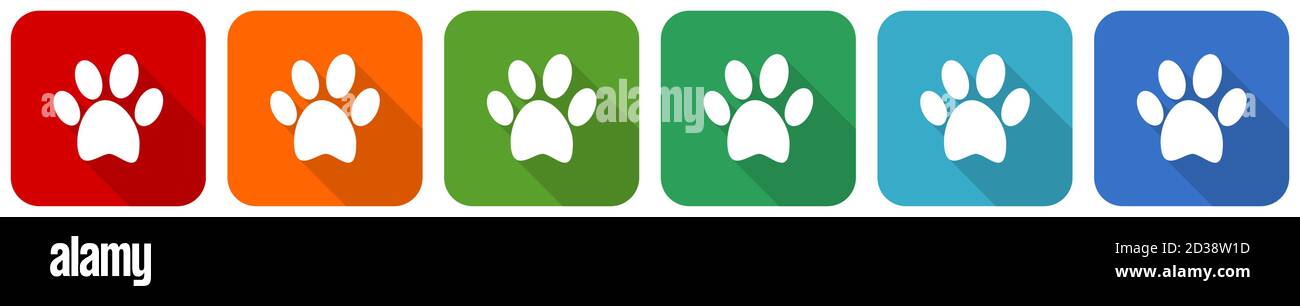 Foot icon set, flat design vector illustration in 6 colors options for ...