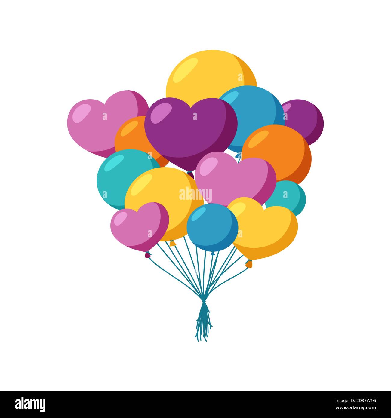 zuurstof Verleden reparatie Glossy balloons for a holiday surprise. Big bunch of helium balloons.  Vector illustration in cute cartoon style Stock Vector Image & Art - Alamy