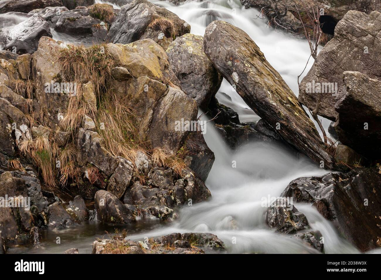 Waterfall at Llyn Idwal, Snowdonia, North Wales Stock Photo