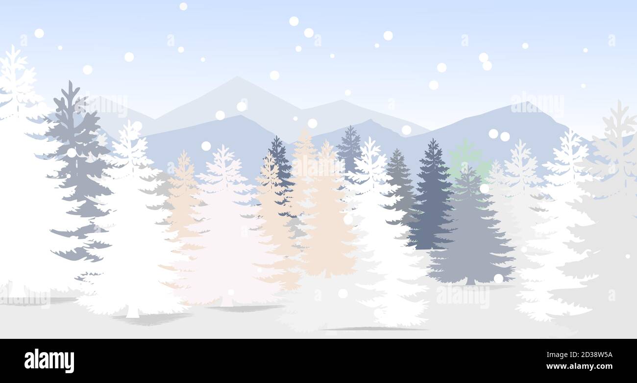 Day In Winter Forest Glowing Snow Under Sunshine Woodland Landscape ...