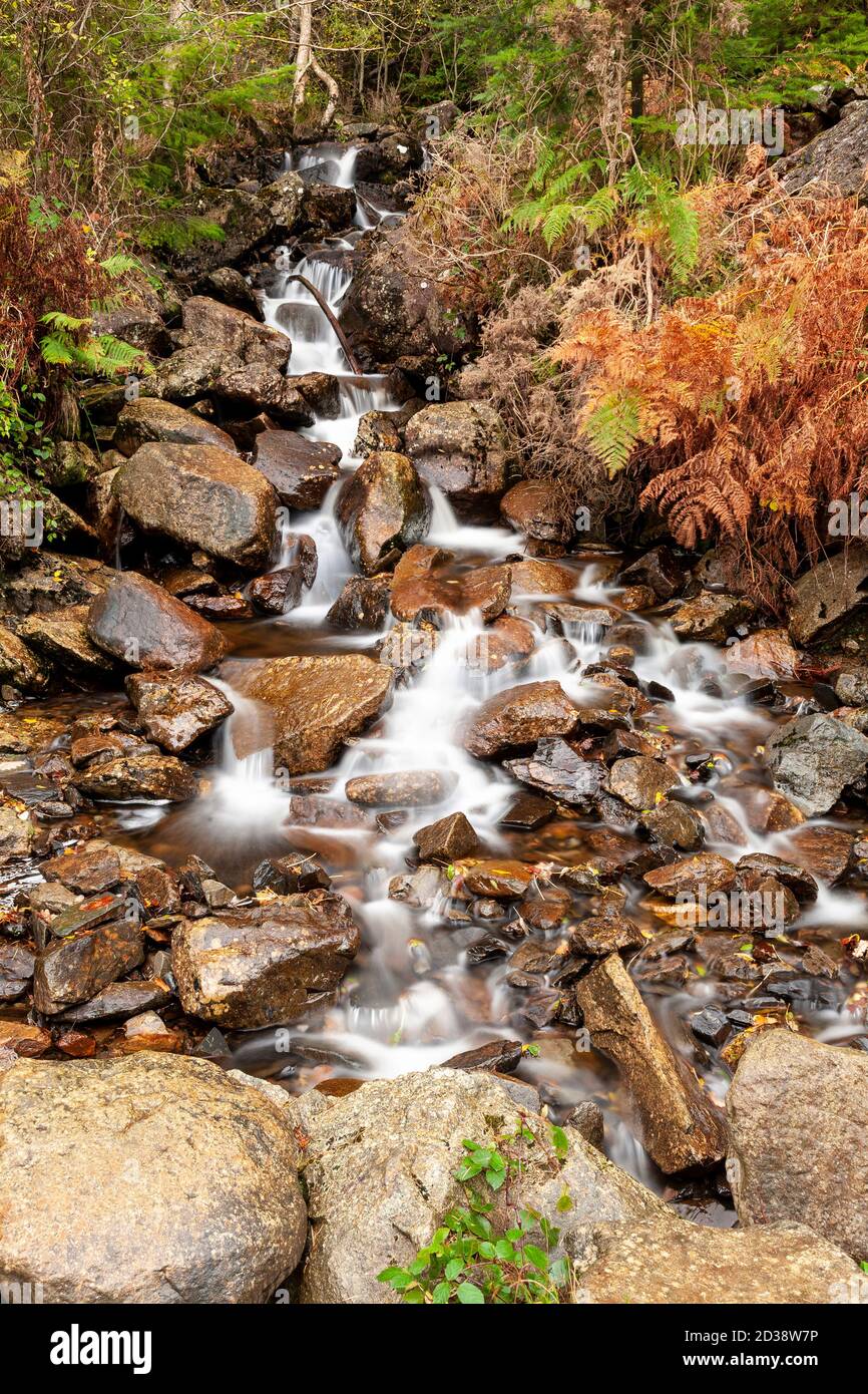 Waterfall at Llyn Crafnant, Snowdonia, North Wales Stock Photo