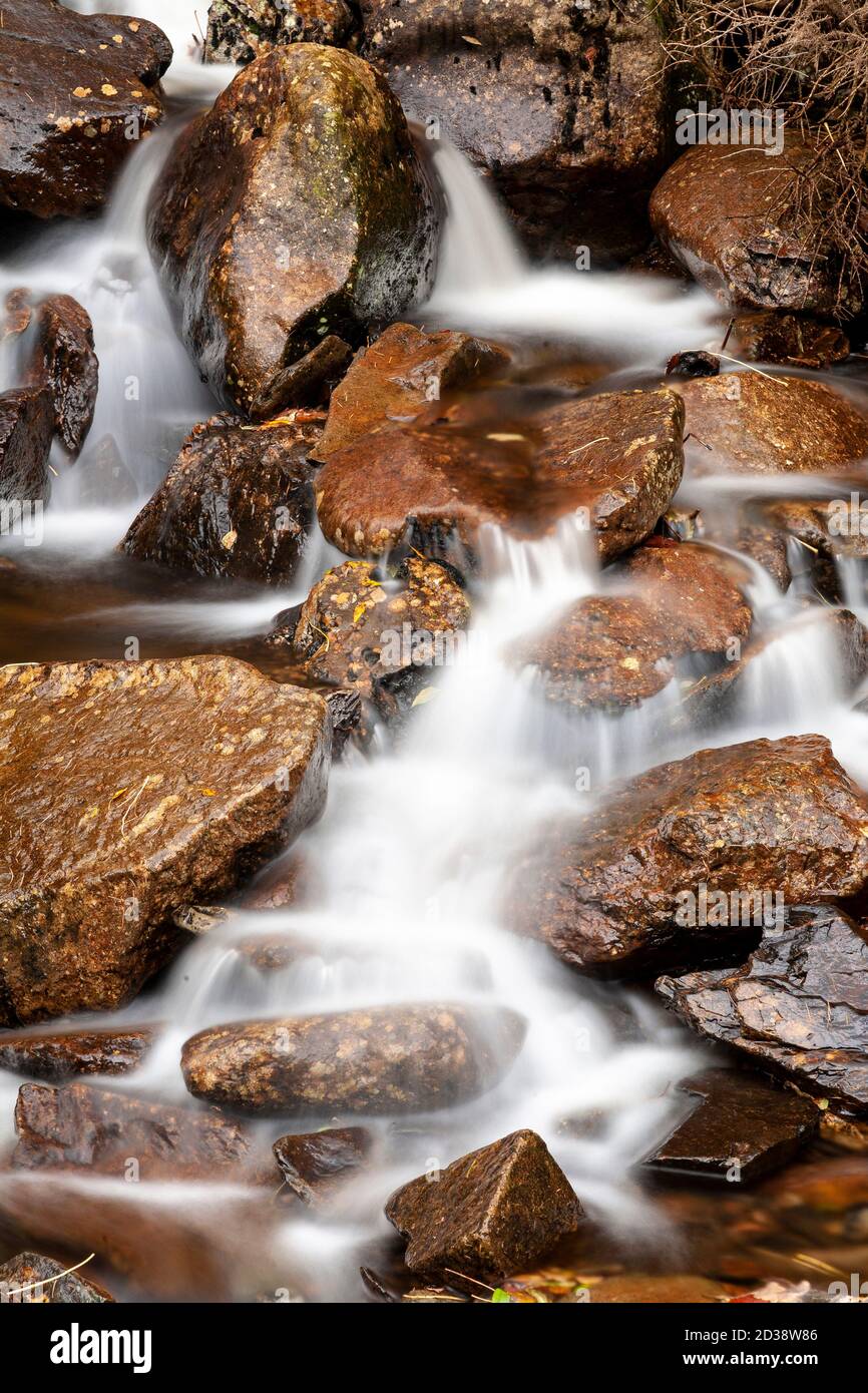 Waterfall at Llyn Crafnant, Snowdonia, North Wales Stock Photo