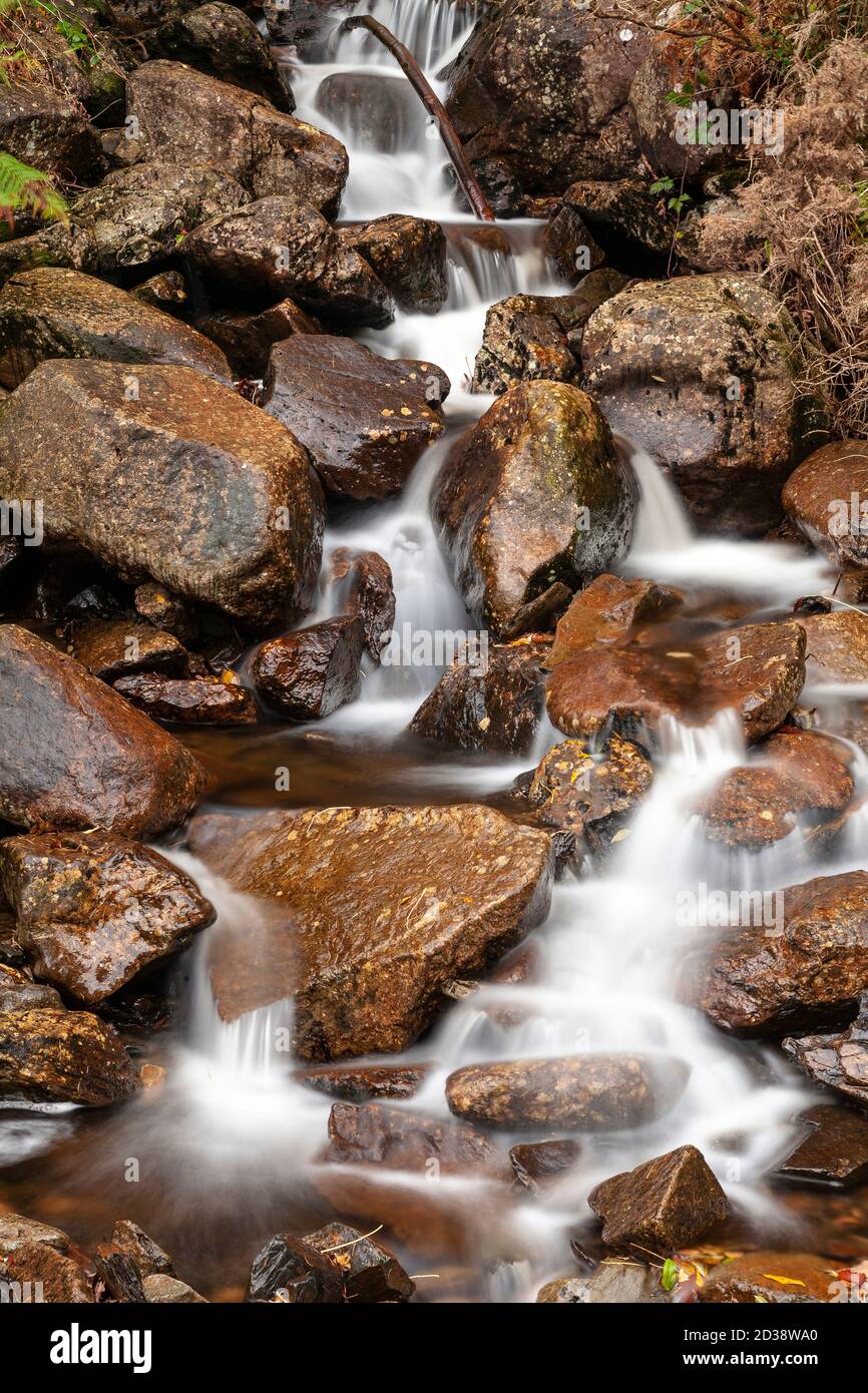 Waterfall at Llyn Crafnant, Snowdonia, North Wales Stock Photo