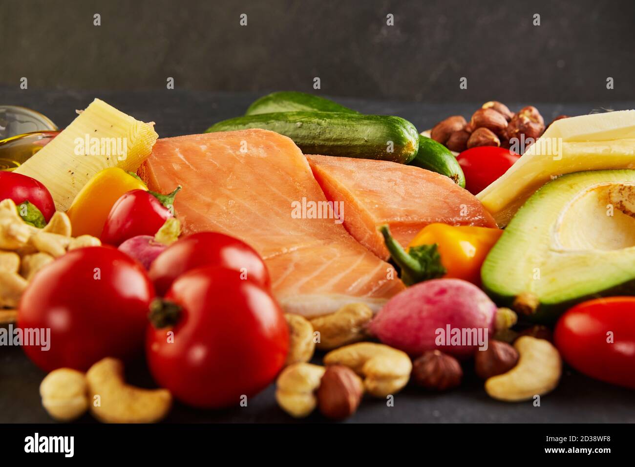 Ketogenic diet concept. Low carb keto diet food set. Green vegetables