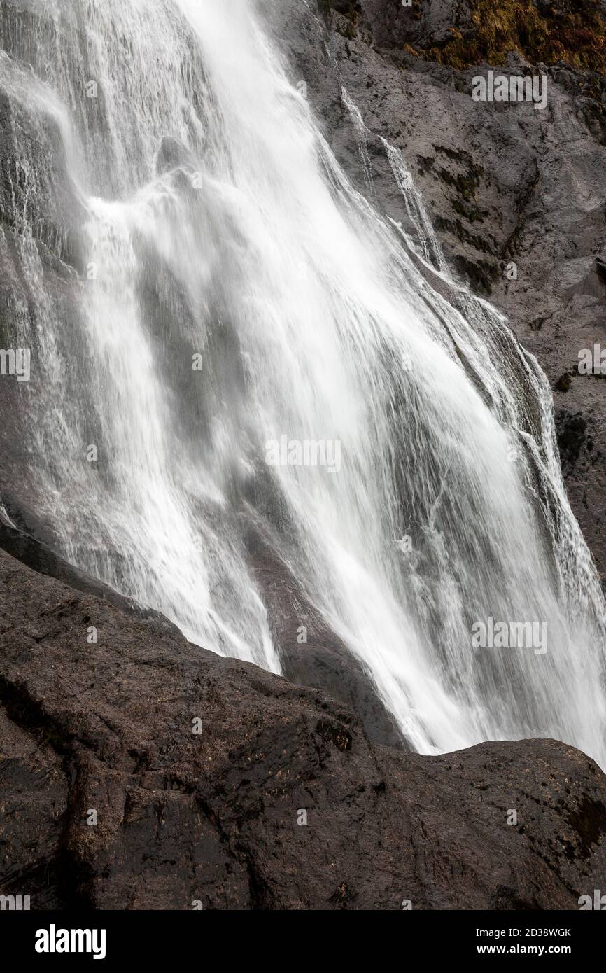 Aber Falls waterfall, Snowdonia, North Wales Stock Photo