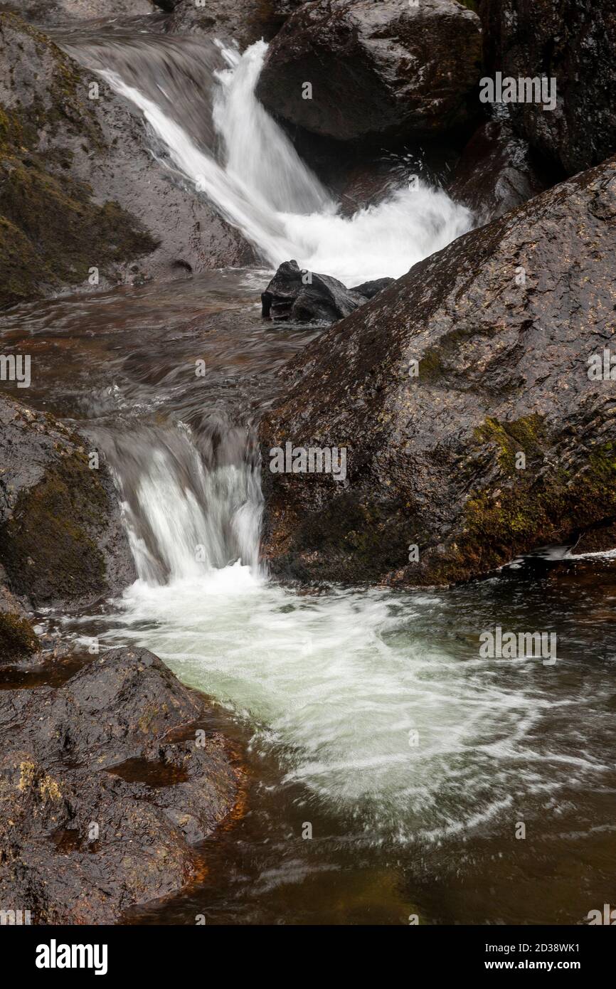 Aber Falls waterfall, Snowdonia, North Wales Stock Photo