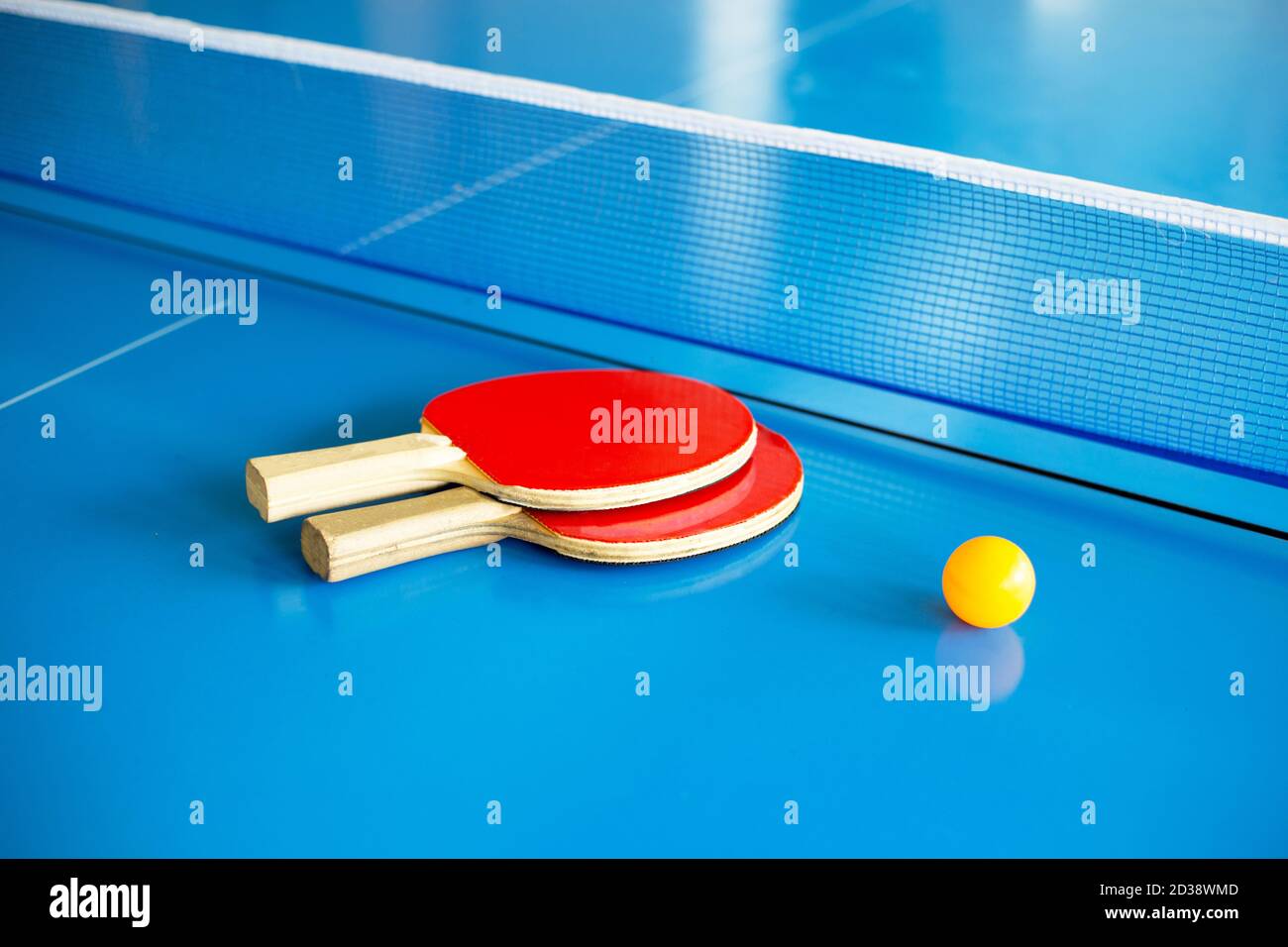Table tennis equipment racket, ball and net Stock Photo Alamy