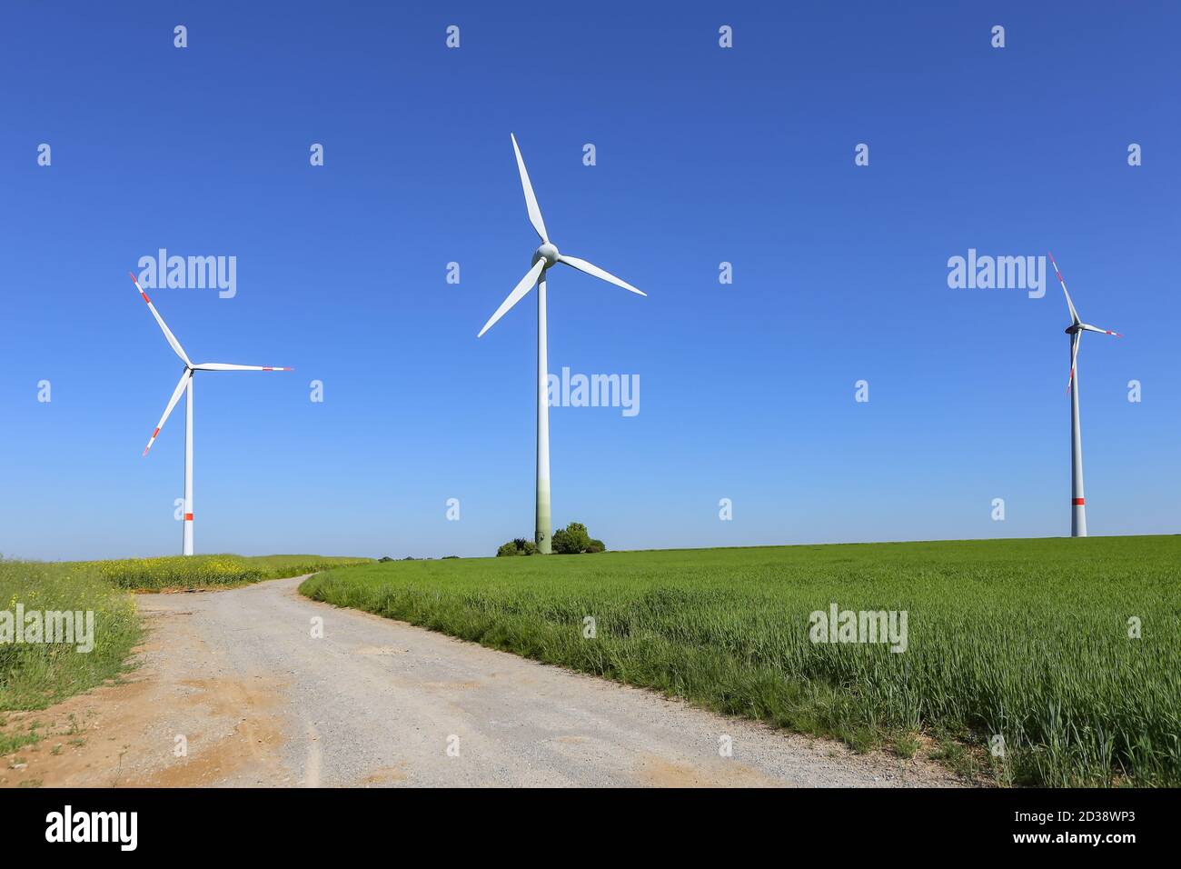 Beautiful shot of rural scenery with wind turbines Stock Photo - Alamy