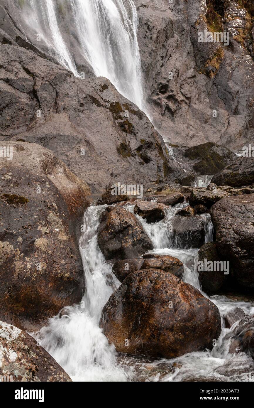 Aber Falls waterfall, Snowdonia, North Wales Stock Photo