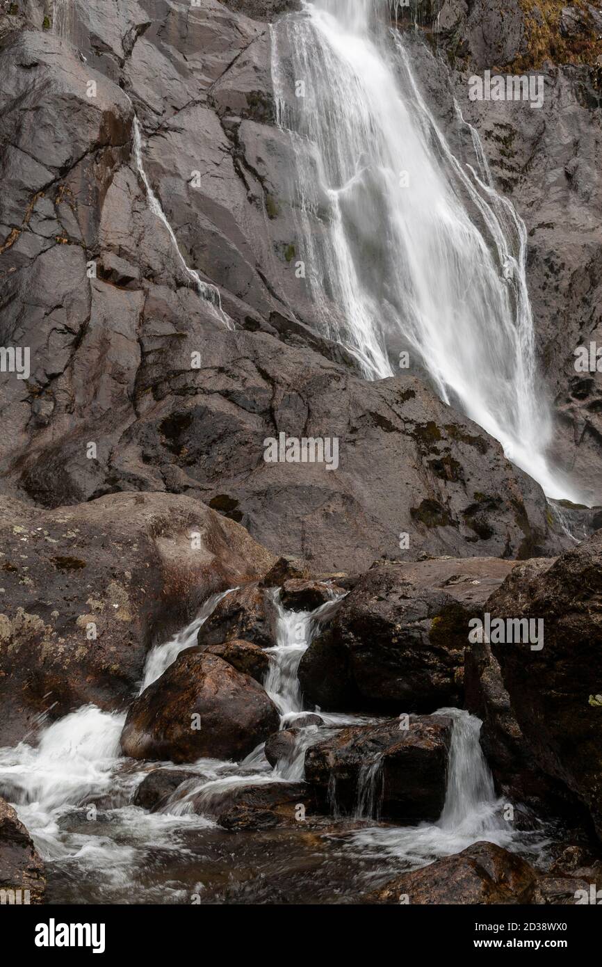 Aber Falls waterfall, Snowdonia, North Wales Stock Photo