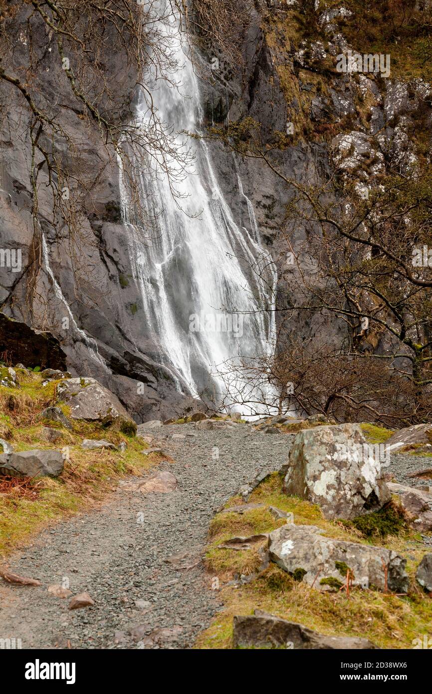Aber Falls waterfall, Snowdonia, North Wales Stock Photo