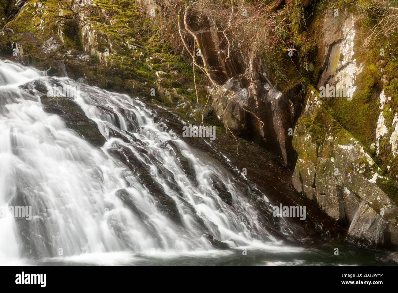 Swallow Falls waterfall, Snowdonia, North Wales Stock Photo