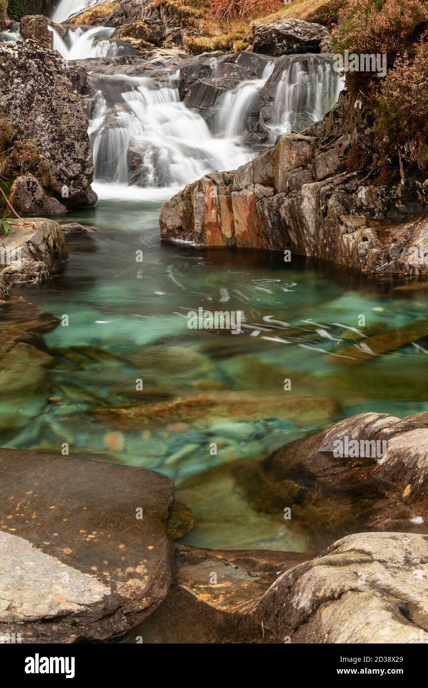 Waterfall along the Watkin Path, Snowdon, Snowdonia, North Wales Stock Photo
