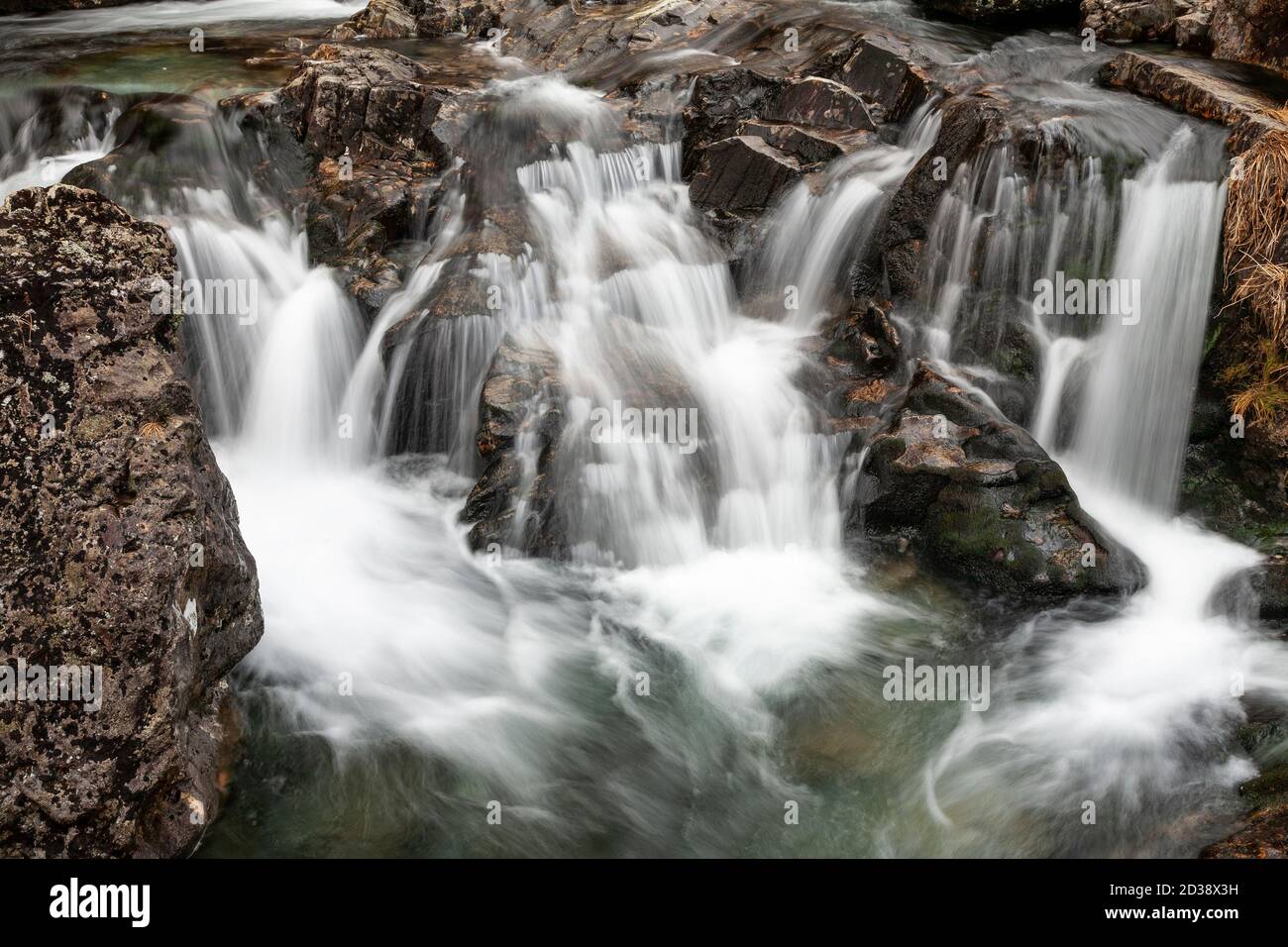 Waterfall along the Watkin Path, Snowdon, Snowdonia, North Wales Stock Photo