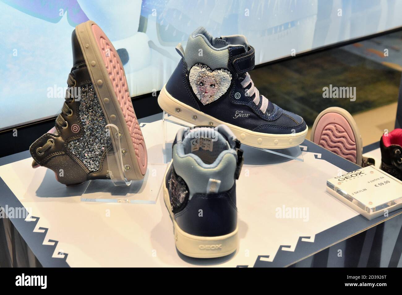 SHOES ON DISPLAY AT GEOX BOUTIQUE IN CORSO STRETT Stock Photo - Alamy