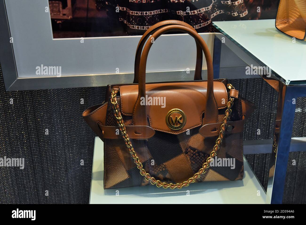 BAGS ON DISPLAY AT MICHAEL KORS IN CONDOTTI STREET Stock Photo