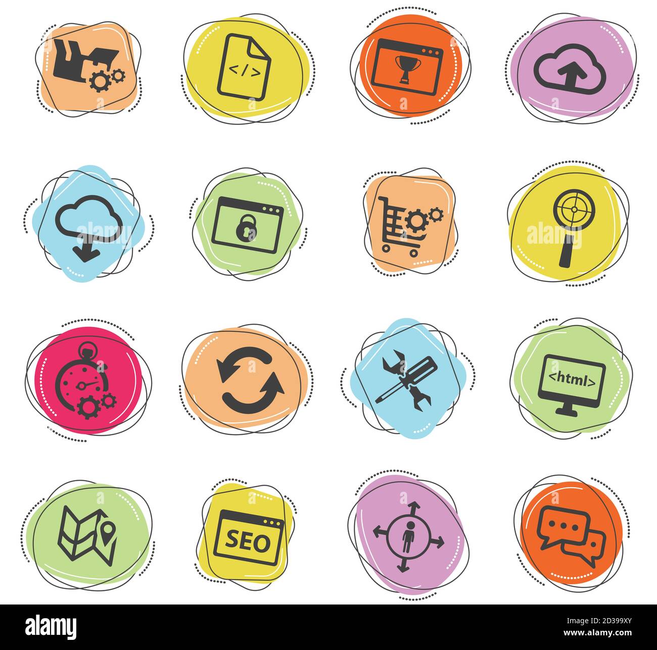 SEO and development simply icons Stock Vector