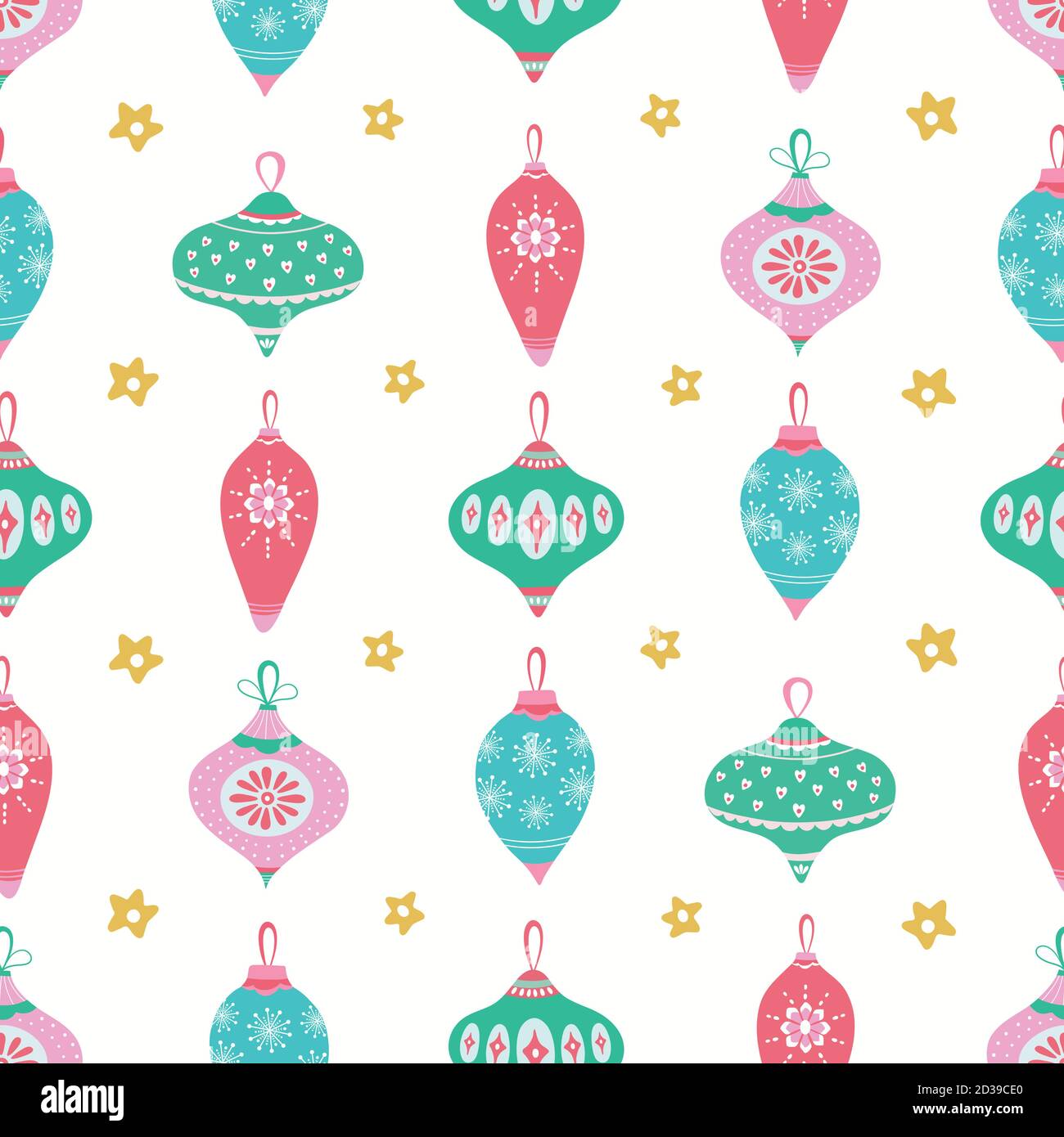Christmas bauble pattern design with stars. Bight festive vector ...
