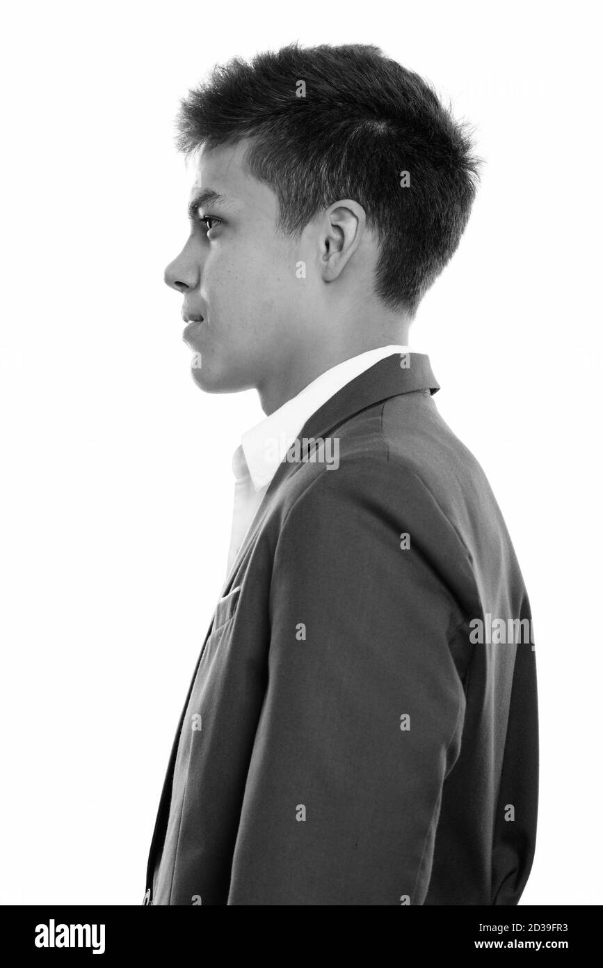 Profile view of young handsome man wearing tuxedo Stock Photo