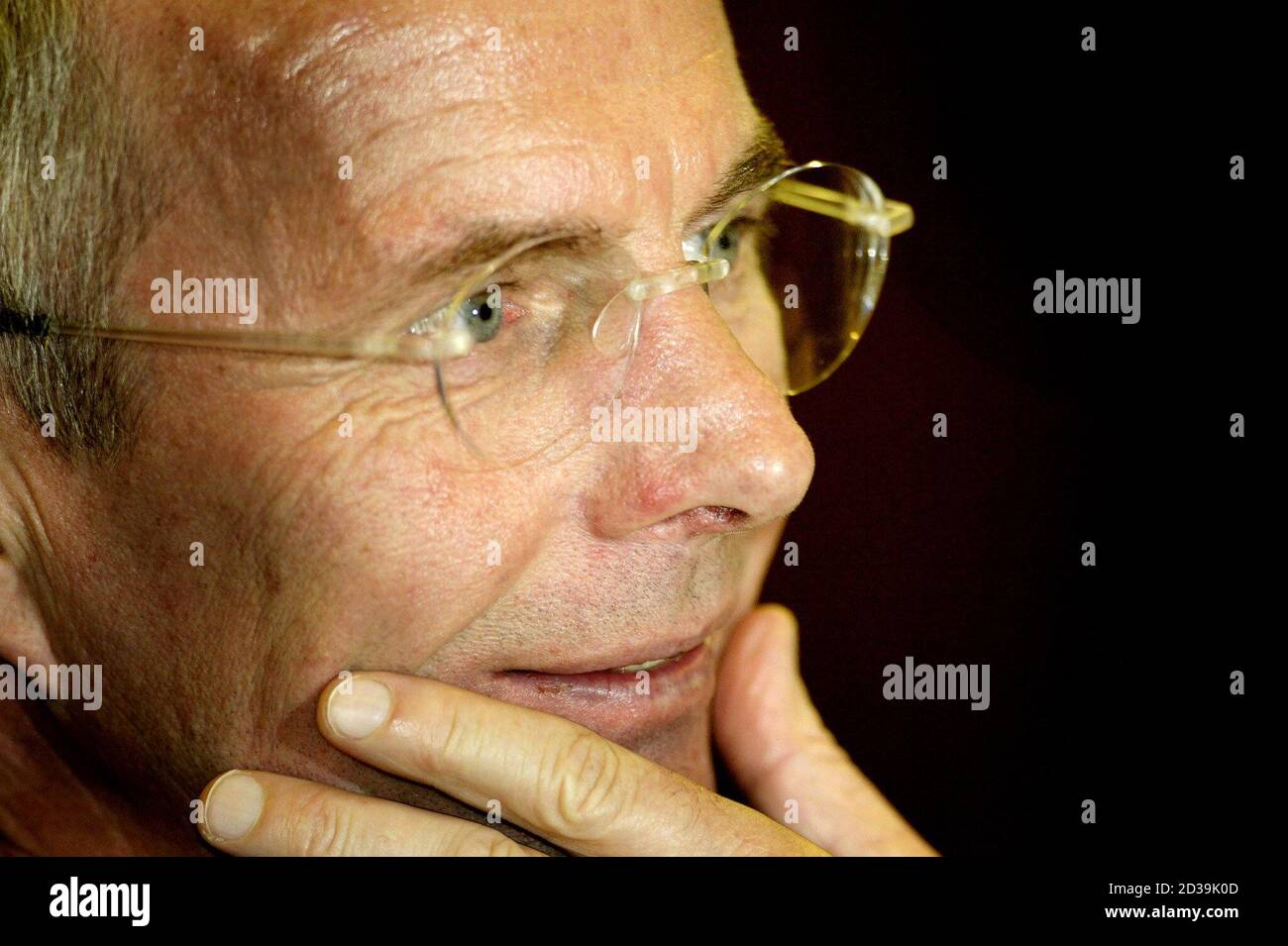 England S Swedish Football Coach Sven Goran Eriksson Holds A Press Conference In Bratislava October 11 02 England Are Due To Play Slovakia In Their First Euro 04 Qualifier Match Tomorrow Reuters Kieran Doherty