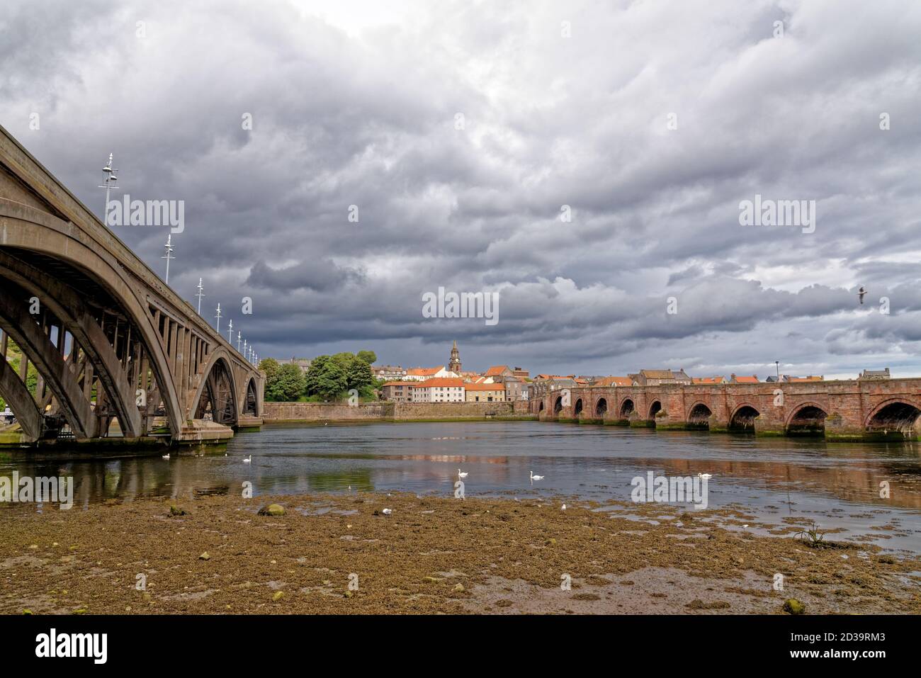 The Royal Tweed Bridge in Berwick Upon Tweed Northumberland England UK built 1928 and carried the old A1 road through the town Stock Photo